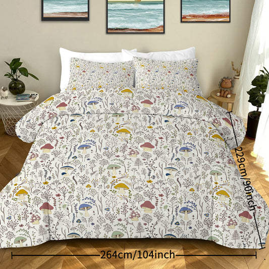 3 Pieces Mushroom Decoration Comforter Set Soft Bedding Set For Home Bedroom Decor Twin Full Queen King Size