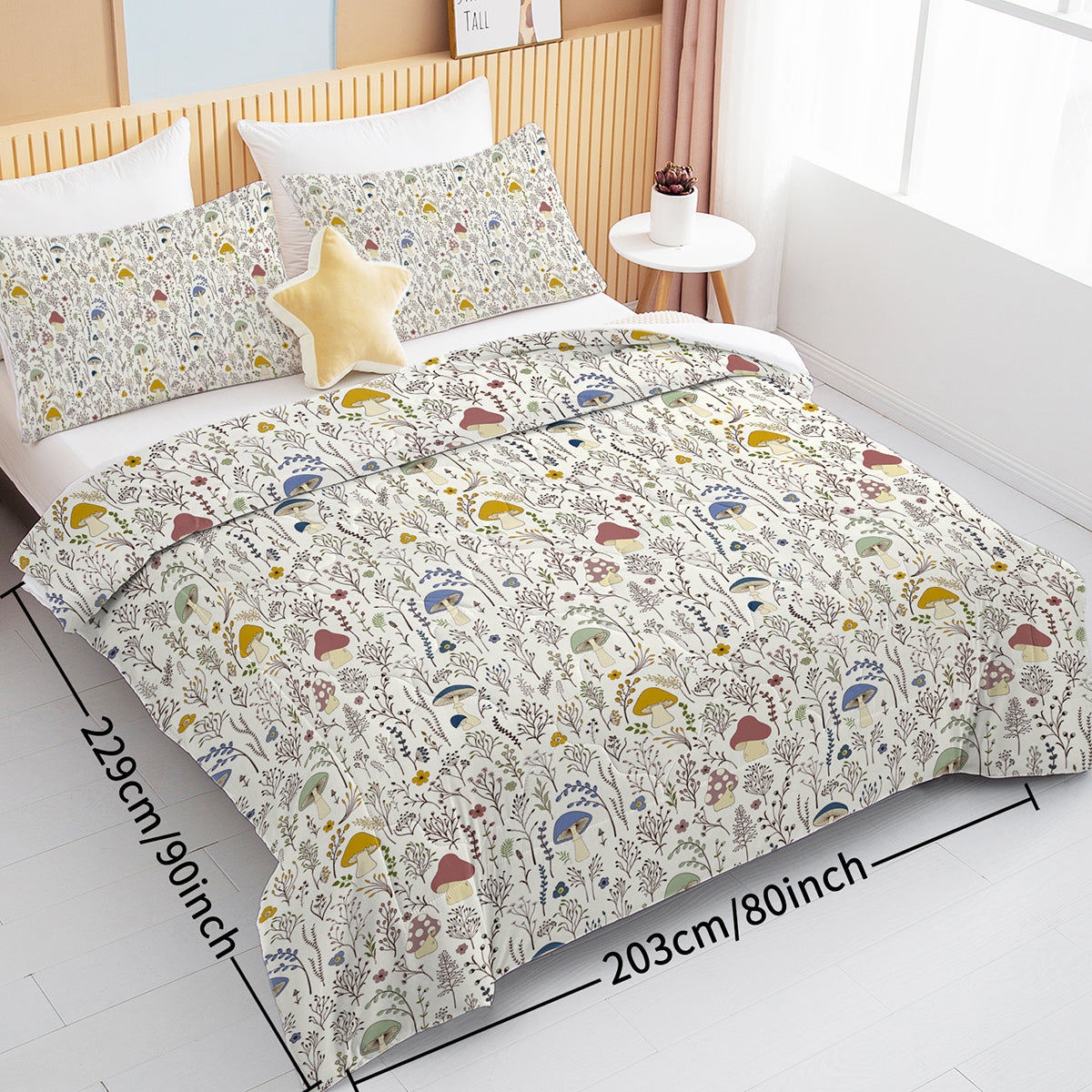 3 Pieces Mushroom Decoration Comforter Set Soft Bedding Set For Home Bedroom Decor Twin Full Queen King Size